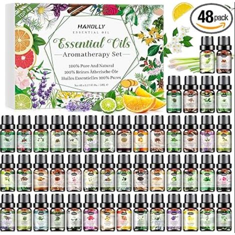 Huile Essentielle Naturelle Pour Diffuseur, Massage, DIY Bougie - Lavande, Menthe, Eucalyptus, Orange Douce, Coco, Tea Tree, Citron, Cannelle, Rose, etc. (1/5)