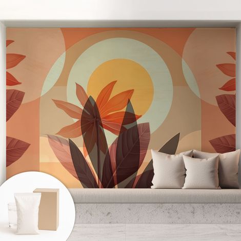 Tapete Vliestapete mit Kleber - abwaschbar - Tapete mit Motiv - trendige Wanddeko - elegant Fototapete Blumenabstraktion 208x146 cm (1/5)