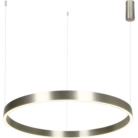 Suspension Luminaire LED D800 70W Direct/Indirect Variable Nickel Brossé ZAMBELIS 25369 - Blanc chaud - 3000K