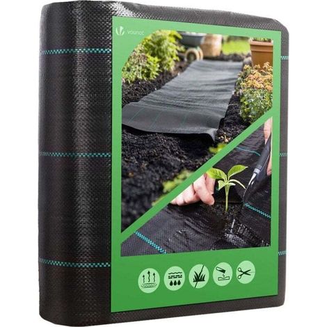 Toile De Paillage - Geotextile Anti-mauvaises Herbes 10 m x 2 m 100 g/m² Perméable À L'eau - Pour Jardin Et Serre - 1 Pièce (1/4)