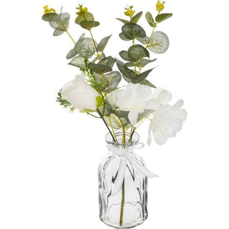Vaso in vetro a composizione di eucalipto artificiale H39cm - Atmosphera créateur d'intérieur (1/2)