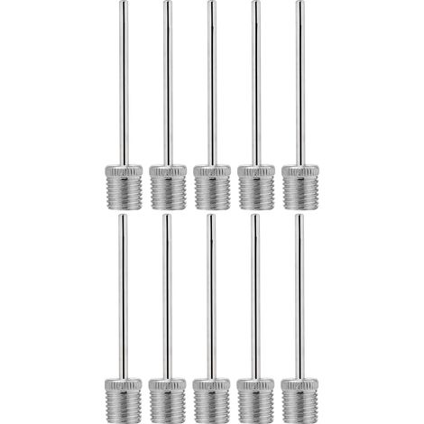 Lot de 10 Aiguille de gonflage, Connecteur métal à visser, Embout universel pour Ballon sport, Vélo, Matelas (1/4)