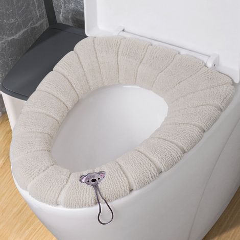 Couvre-Abattant De Toilette - Tricoté Élastique - Universel Pour Siège Ronde Et Rectangulaire - Lavable En Machine - Hiver Et Quatre Saisons - 1 Pièce (1/5)