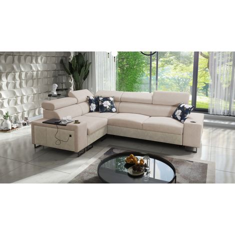 Luxuriöses Ecksofa mit Schlaffunktion MELODY II, für jede Einrichtung Tauro/Freya Beige/Dunkelbeige (1/5)