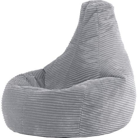 Icon – Pouf fauteuil velours côtelé pour enfants – Ultra-confortable – Dimensions 59x69x65 cm – Garnissage billes polystyrène – OEKO-TEX (1/5)