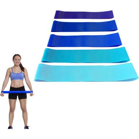 Resistance Band - 5-Piece Set - Latex Exercise Band for Strength Training and Stretching - Suitable for Booty Legs Arms Chest Back - 5 Units (1/5)