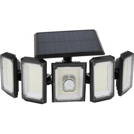 Lampe solaire extrieure avec dtecteur de mouvement 300LED Lampe murale pour garage avec tlcommande IP65 tanche YYV (1/4)