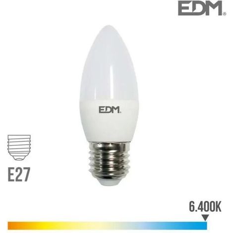 Ampoule bougie LED E27 5W 400lm 6400K Lumière froide Ø3,5x10cm