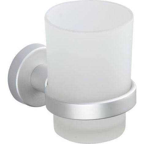 Porte-brosse à dents en verre MSV MS583 en aluminium, finition métal mat (1/2)