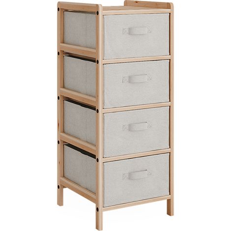 Mobile da bagno Bruno, Beige, 34.5 x 86 cm con 4 cassetti in tessuto, Vicco