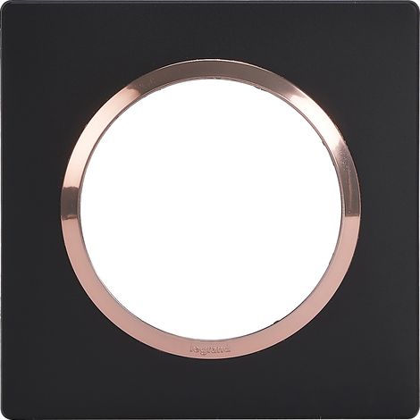 Legrand – Plaque carrée dooxie 1 poste finition noir velours – Bague cuivre – Système de rattrapage des défauts du mur – Intérieur uniquement