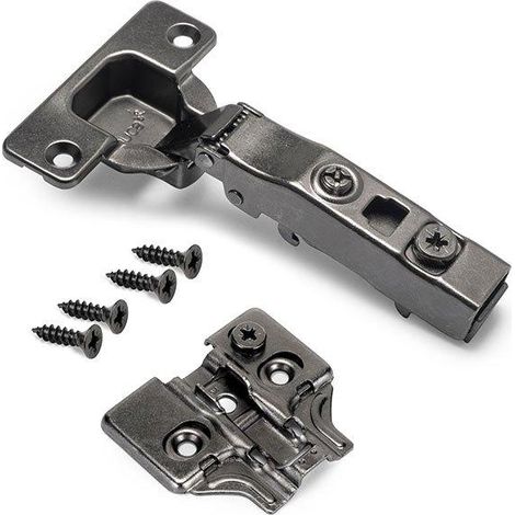 Emuca Set mit 20 geraden Scharnieren X91 mit sanftem Schließen und Einsätzen zum Anschrauben, Höhe 0, Stahl, Titan