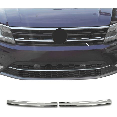 Moulure de Grille de Calandre Compatible avec VW Tiguan 2016-2020, Garniture Baguette de Calandre en Acier Inoxydable Argent (1/5)