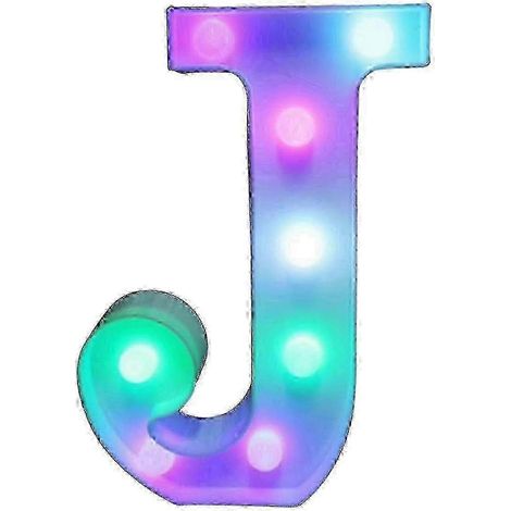 (J) Lettres lumineuses LED colorées avec télécommande, initiales lumineuses pour bar et fête, décoration pour la maison - 25-26 pouces (1/5)