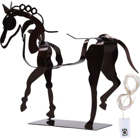 Statue de Cheval Lumineuse en Fer, Sculpture Équestre pour Bureau et Décoration d'Intérieur (1/5)
