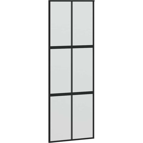 Sliding Door Black 76x205 cm Tempered Glass and Aluminium vidaXL