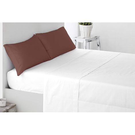 Lot de 2 taies d'oreiller douces et confortables en coton 50 % polyester Chocolat 135 cm (1/5)