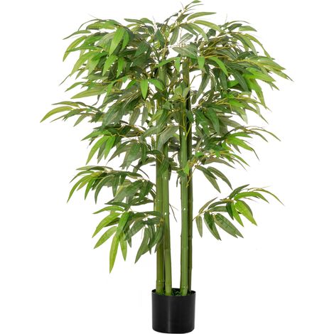 Bambú artificial en maceta de 140 cm, planta decorativa de plástico, verde (1/5)