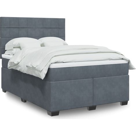 Boxspringbett mit Matratze Dunkelgrau 160x200 cm Samt