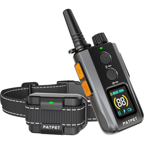 collier dressage chien avec télécommande-Collier anti-aboiement rechargeable avec télécommande et écran LED — Étanche, 3 modes d'entraînement : Bip, Vibration et Stimulation sécurisée (1/5)
