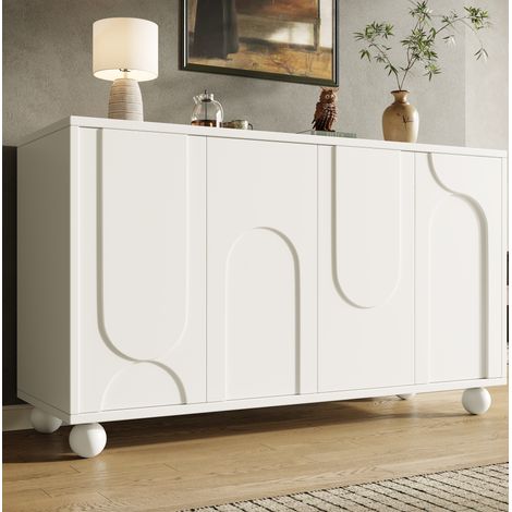 Aparador 120 x 35 x 71 cm en MDF, blanco, con almacenamiento y antivuelco HAVRYA (1/5)