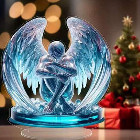 Angel Cross Figurine - Acrylic Resin Spiritual Home Ornament - Desk Bedroom Living Room Decor - 19.5 x 21 cm - 1 Piece (1/5)