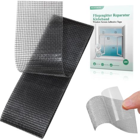 Fliegengitter Reparatur Klebeband 48mm x 2m Schwarz, Insektenschutz Fensterband Fiberglas (1/5)