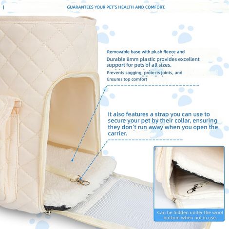 sac portable sport voyage ur chat taille moyenne avec poche, voyage portable animaux compagnie sangl (1/3)