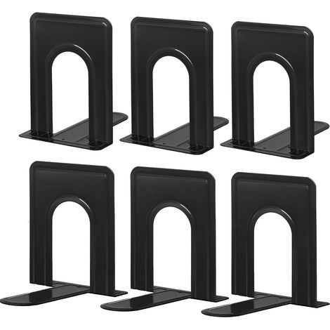 6 pièces Paires de Serre Livres en métal antidérapants pour Ranger des Livres, pour Bureau, Maison, Cuisine, 14,8 x 12,4 x 16,5 cm(noir) (1/5)