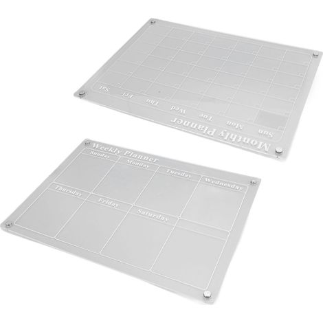 Ensemble Planificateur Mensuel et Hebdomadaire en Acrylique Transparent, Tableau Blanc Effaçable avec Calendrier et Liste, 3 Stylos Couleur, 40x30cm (1/5)