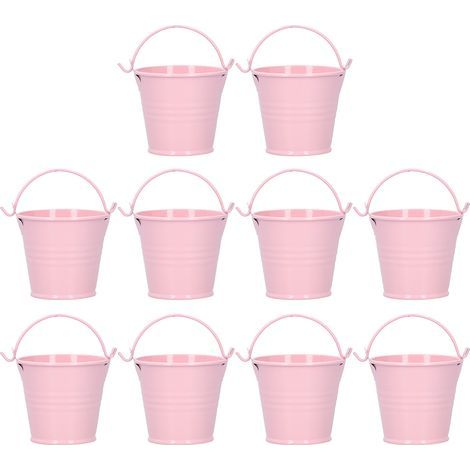 Mini-Blumentöpfe für Sukkulenten, 10 Stück, kleine Metalleimer für die Innen- und Außendekoration, rosa, 4 x 5,5 x 6 cm (1/5)