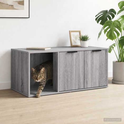 vidaXL Mobile per gatti Sonoma grigio 100 x 49 x 45 cm (1/5)