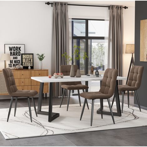 table repas ensemble 4 chaises moderne 117x68 cm OKMYHOME (1/5)