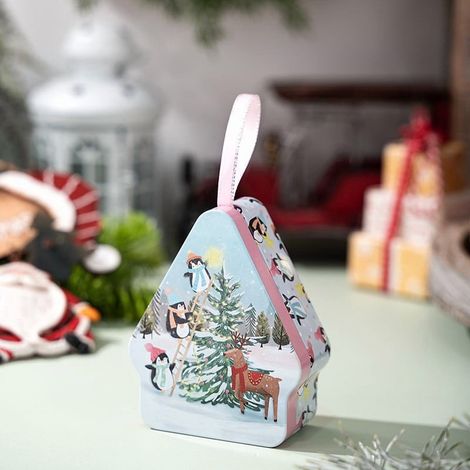 Boîte En Fer Blanc Forme Maison - Récipient De Stockage Pour Biscuits Et Bonbons - Décoration De Noël Réutilisable - 1 Pièce (1/3)