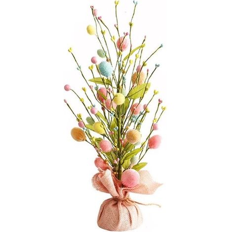 Décorations d'œufs de Pâques - disponible en rose - bleu et jaune - sapin de Pâques en plastique pré-illuminé de 45 cm avec des ornements exquis (1/5)