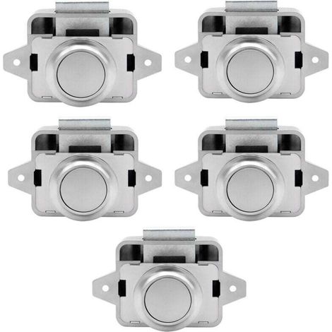 Druckknopfriegel – Starlight schlüsselloses Schrankschloss, Schranktürknauf für Wohnmobil, 5er-Pack, Silber (1/4)