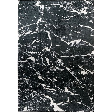 Tapis Antidérapant à Poils Plats "Rhodin" Noir & Blanc 80 x 150 cm (1/4)