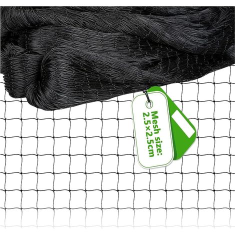 Filet Anti Oiseaux 10m X 10m, Filet Protection Oiseaux Noir, Filet Poules, Filet Voliere, Filet Poulailler RéUtilisabl (Mailles De 2.5 X 2.5 cm)