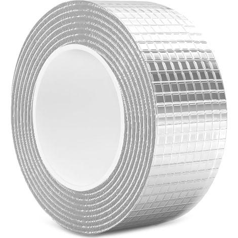 Ruban Etancheite Argenté, Scotch Etanche Autocollant, Bande Etancheite Toiture 5cm×5m, Bande Bitumeuse, Ruban Adhésif Aluminium pour Fuite de Toit Fissure Surface Écart Rebord Fenêtre Rupture Tuyau (1/5)