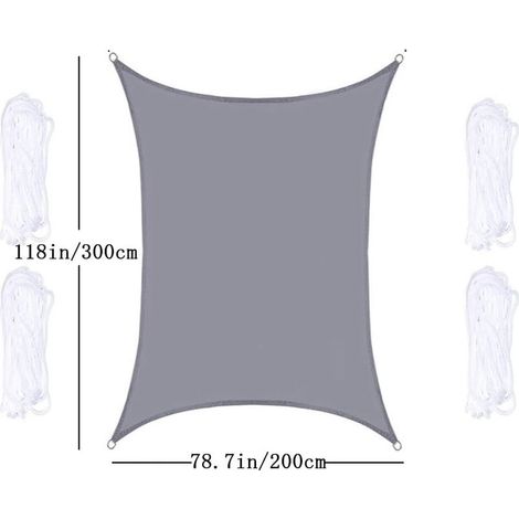 Graue, wasserdichte Plane 3x2m mit 4 Seilen, ideal für Garten, Camping und Schwimmbad (1/4)