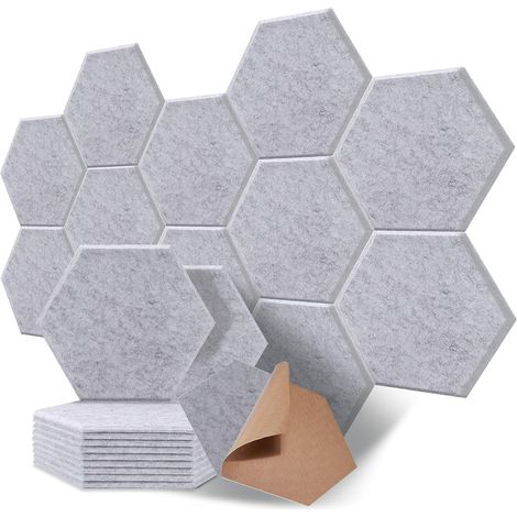 Mousse Acoustique Autocollante,12 Pack Panneaux Acoustiques pour la Décoration Mur/Porte/Plafond et le Traitement Acoustique, panneau acoustique mural(30x26x1cm) (Gris) (1/5)