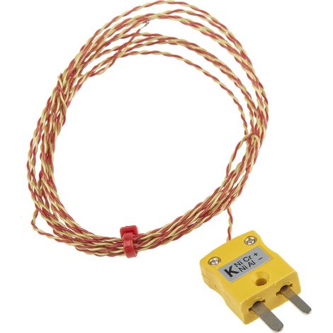 Thermocouple type K Ø 1/0.3mm, L 2m, +250°C max à Fiche mâle miniature ( Prix pour 1 ) (1/3)