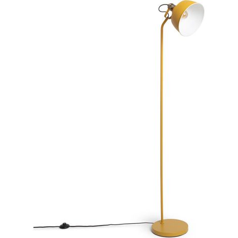 – Lampadaire liseuse en métal jaune – Hauteur ajustable – Design industriel pour bureaux et salons – Type d'ampoule E27 (1/5)