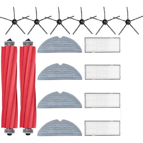 replacement Kit For Roborock S7 S7 Plus S7 Maxv S7 Maxv Ultra Robot Vacuum Cleaner, 4 Filters, 6 Side Brushes, 4 Mop Cloths 1 Main Brushes (1/4)