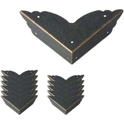 Protections d'angle en métal vintage – Lot de 12 pièces pour meubles, tables, coffres et boîtes à bijoux – Style antique