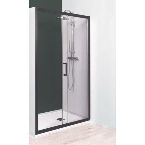 ONDEE - Mamparas de baño NAPA - Mamparas de baño corredera - Vidrio templado - Acabados negros - 120x195x0,6cm (1/4)