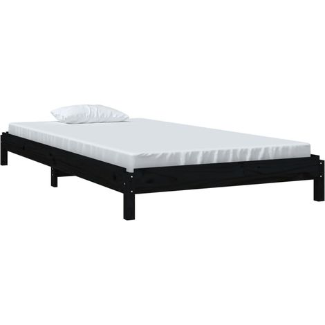 Stapelbett Schwarz 80x200 cm Massivholz Kiefer vidaXL (1/4)