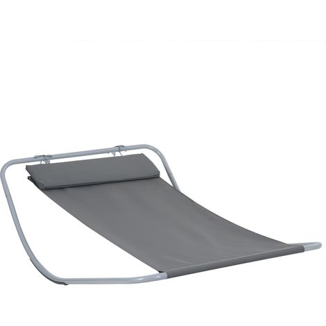 Rocking Sun Lounger, Single Garden Lounger Sunbed with Headrest Pillows, Texteline Outdoor Rocking Chair Swing Hammock Daybed with Metal Frame for Patio, Terrace, 212 x 132 x 66 cm, Grey (1/5)