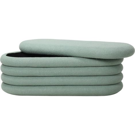 PANCA CONTENITORE CM 115X48 H. 46 IN TESSUTO EFFETTO BOUCLE' VERDE MENTA