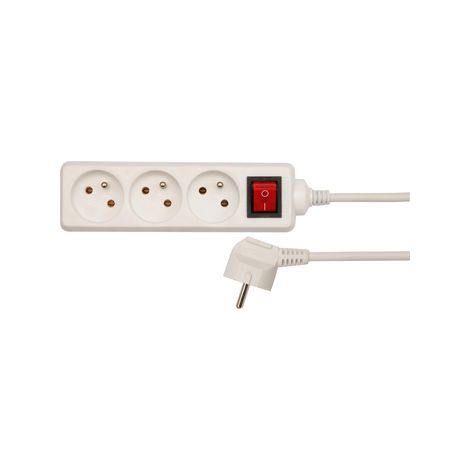 VOREL 72528 EXTENSION DE CÂBLE AVEC CONNEXION À VIS/BLANC/3 PRISES AVEC INTERRUPTEUR 3 M